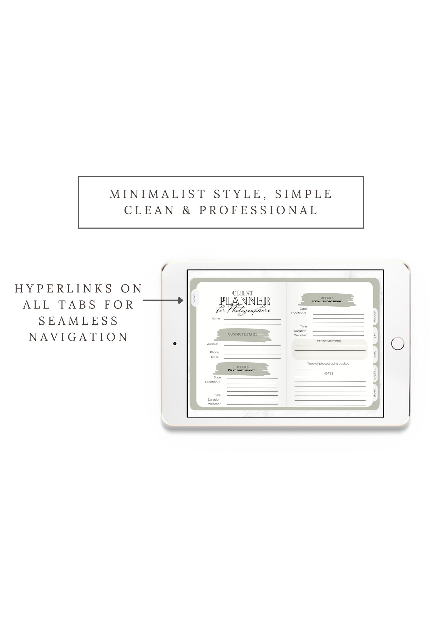 Digital Client planner for photographers
