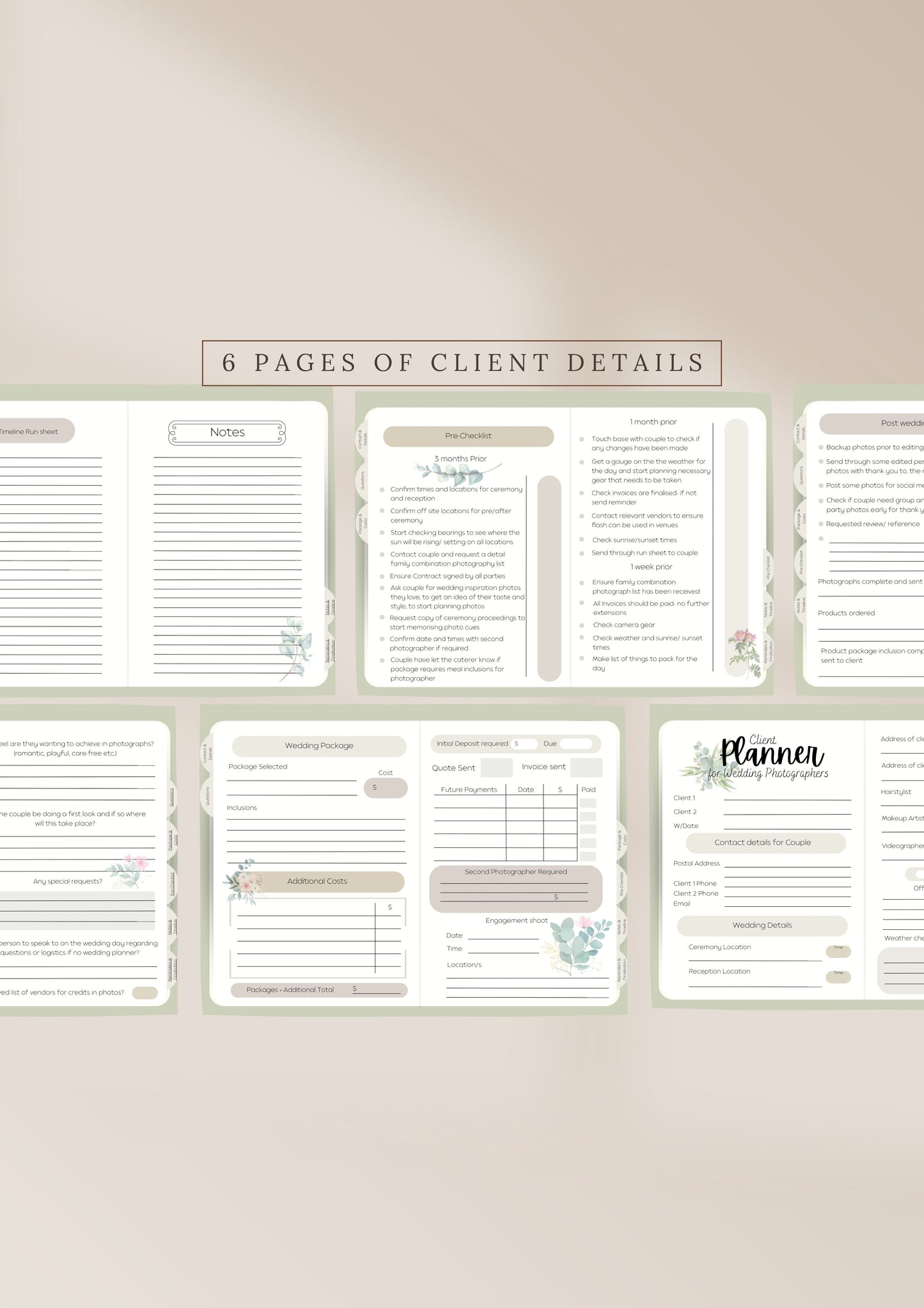 Digital Client planner for Wedding Photographers